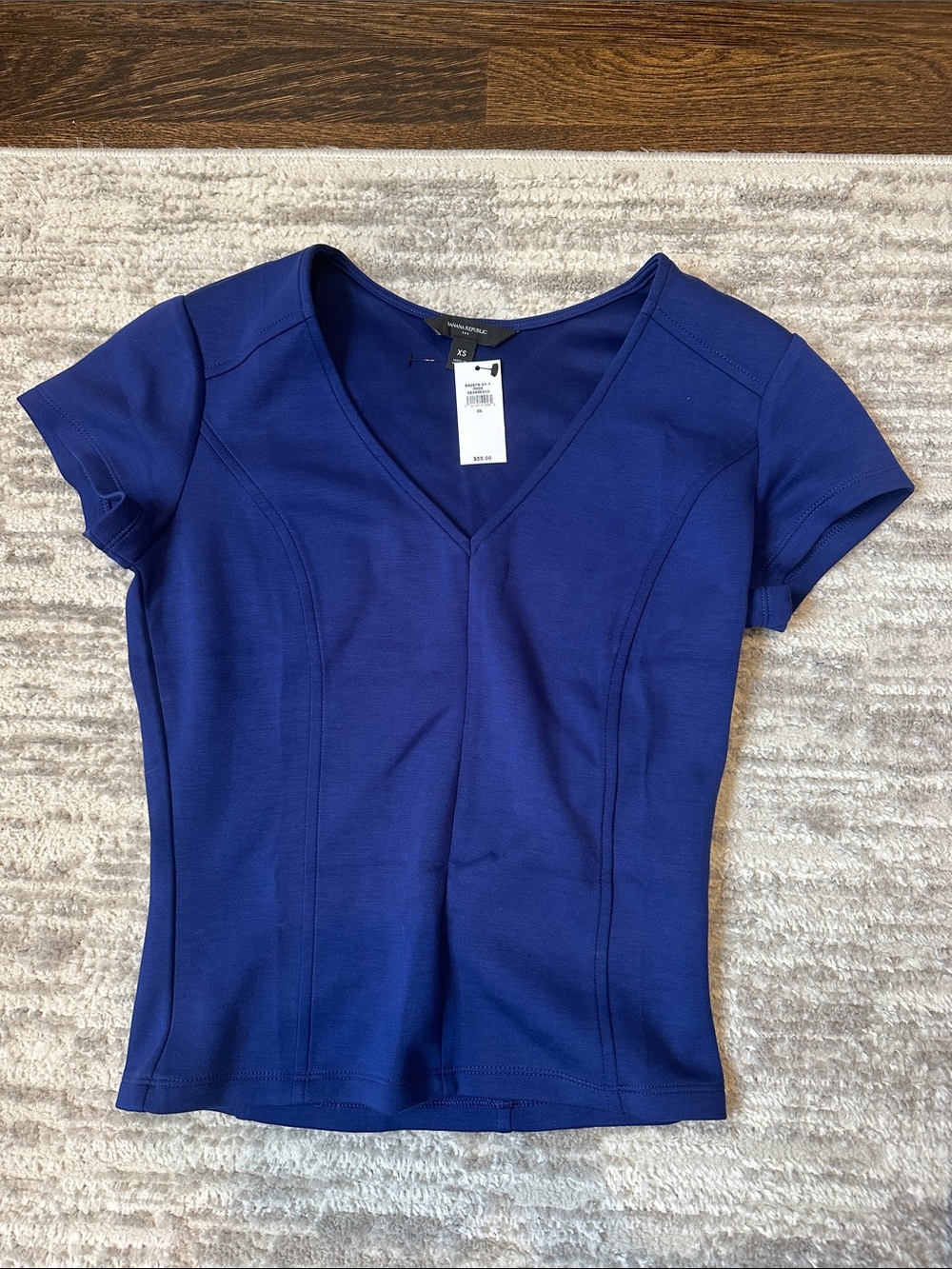 Banana Republic Royal Blue V-Neck Short Sleeve Top